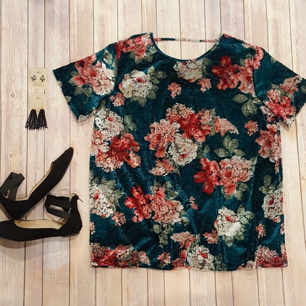 Fall Floral Velvet Top